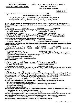 Đề thi học sinh giỏi môn Hóa học Lớp 10 - Mã đề 111 - Năm học 2017-2018 - Trường THPT Hưng Nhân